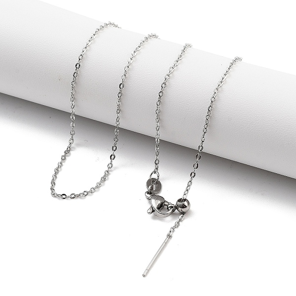 

PandaHall Ion Plating(IP) Adjustable 304 Stainless Steel Dapped Chain Necklaces, with Silicone Beads, Stainless Steel Color, 17.52 inch...