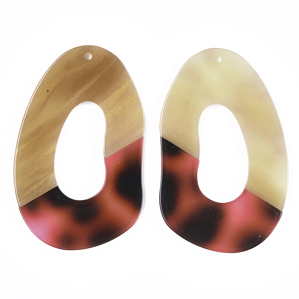 

PandaHall Cellulose Acetate(Resin) Big Pendants, Two-tone, Mixed Color, 56x35.5x2.5mm, Hole: 1.5mm Cellulose Acetate Others Multicolor