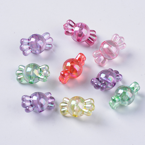 

PandaHall Transparent Acrylic Beads, AB Color Plated, Candy, Mixed Color, 9x16.5x9mm, Hole: 1.8mm, about 960pcs/500g Acrylic Candy..., Multicolor