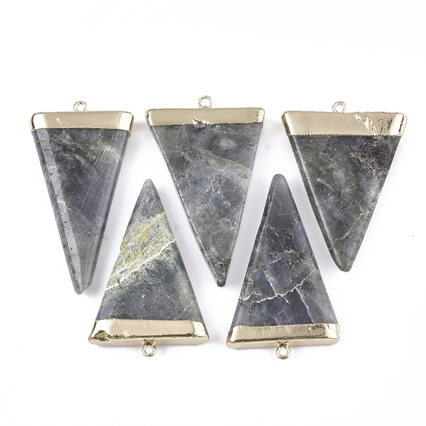 

PandaHall Electroplate Natural Labradorite Big Pendants, with Iron Findings, Triangle, Golden, 57~61x32~36x6~8mm, Hole: 3.5mm Labradorite...