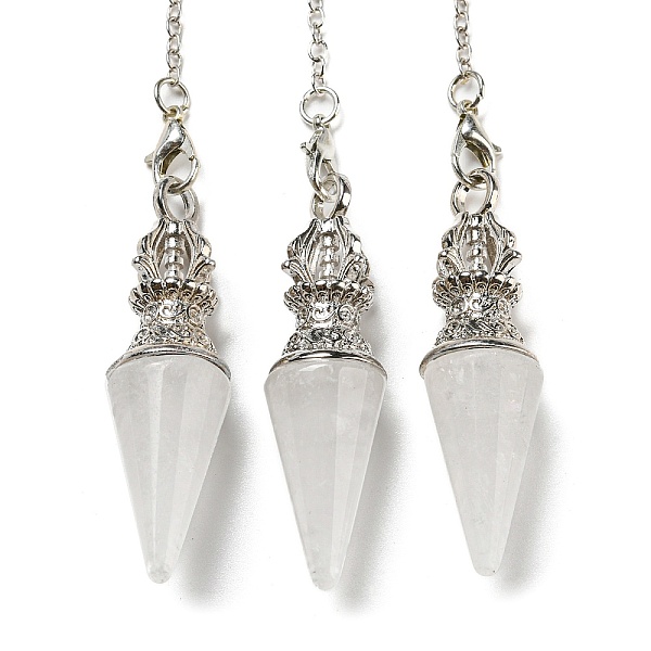 

PandaHall Natural Quartz Crystal Pointed Dowsing Pendulums, with Rack Plating Platinum Plated Brass Findings, Cadmium Free & Lead Free...