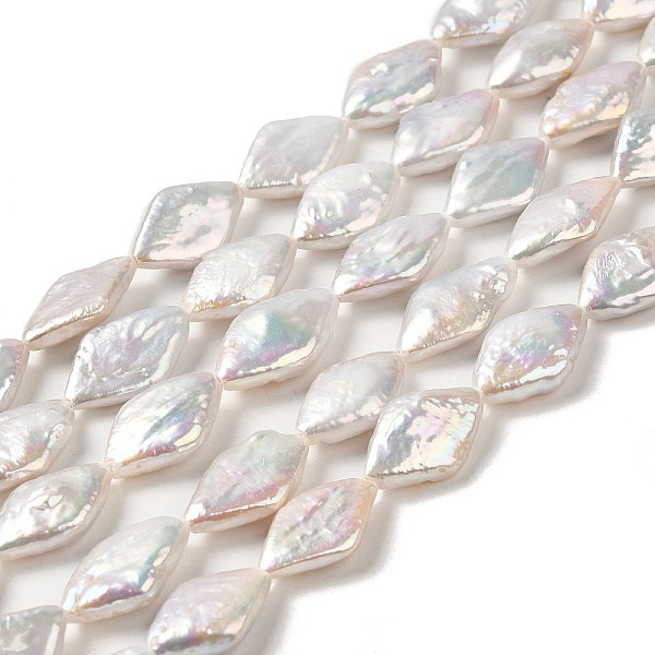 

PandaHall Natural Baroque Pearl Keshi Pearl Beads Strands, Cultured Freshwater Pearl, Rhombus, Grade 6A+, Old Lace, 14x9x3.5~5mm, Hole...