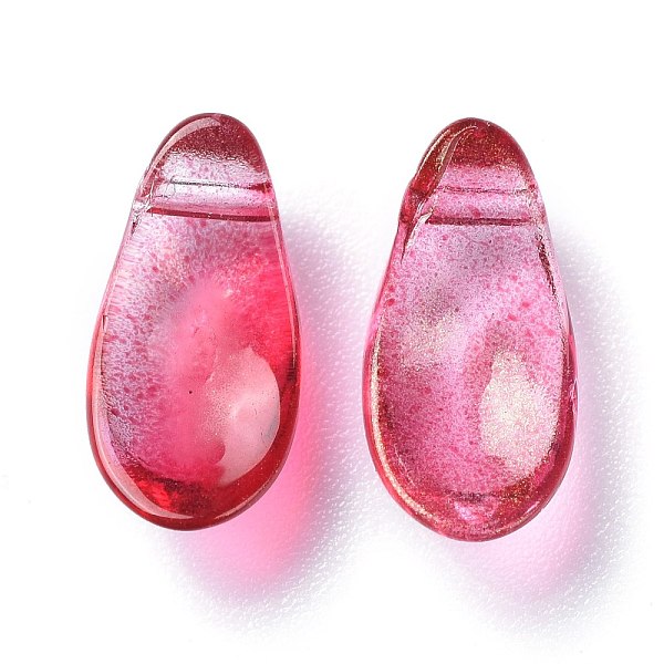 

PandaHall Transparent Glass Beads, with Glitter Gold Powder, Petaline, Red, 12.5x6x5.5mm, Hole: 0.8mm Glass Teardrop Red