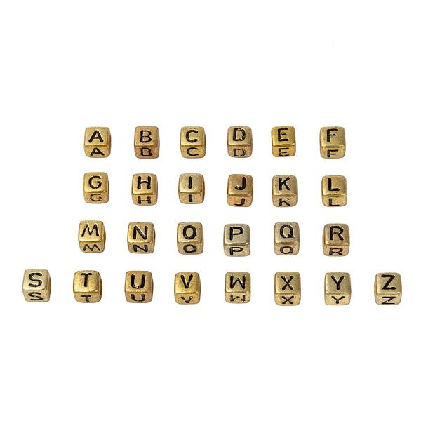 

PandaHall Plated Acrylic Beads, Horizontal Hole, Cube with Letter, Golden Plated, 6mm, Hole: 3mm, 26 letters, 10g/letter, about 50pcs/letter...