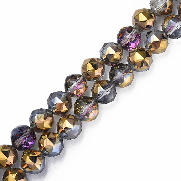 

PandaHall Electroplate Transparent Glass Beads Strands, Faceted, Round, Mixed Color, 12x11mm, Hole: 1.2mm, about 50pcs/strand, 22.05 inch..., Multicolor