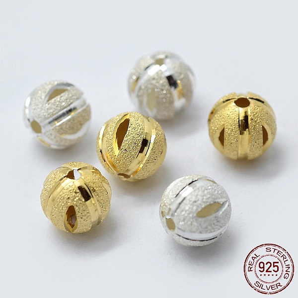 

PandaHall 925 Sterling Silver Spacer Beads, Faceted, Frosted, Round, Mixed Color, 8mm, Hole: 1mm Sterling Silver Round