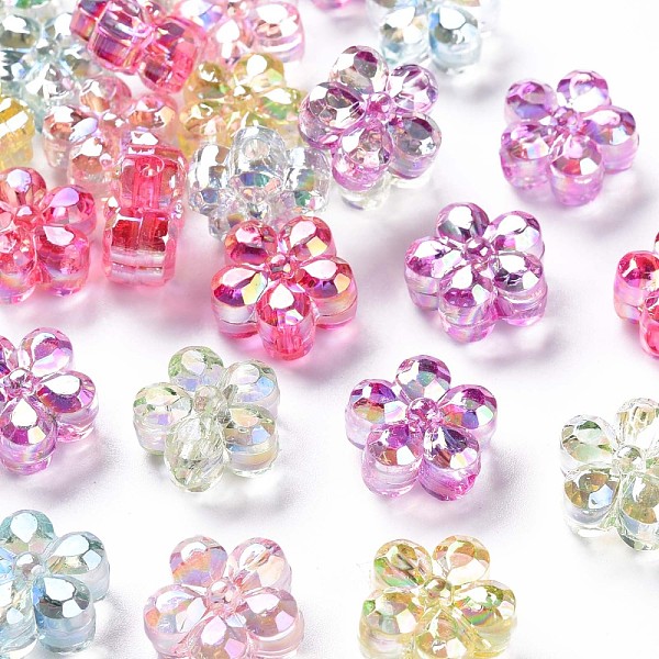 

PandaHall Transparent Acrylic Beads, AB Color, Faceted, Flower, Mixed Color, 14.5x15x8.5mm, Hole: 2.5mm Acrylic Flower Multicolor