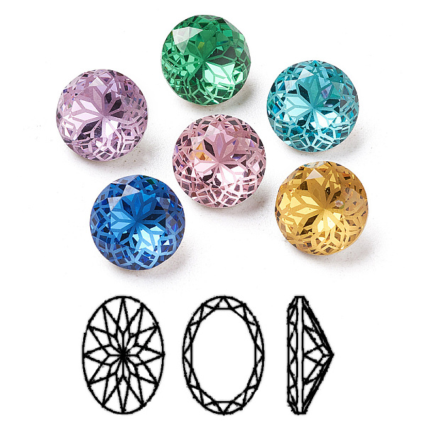 

PandaHall K9 Glass Rhinestone Pointed Back Cabochons, Back Plated, Faceted, Flat Round, Flower Pattern, Mixed Color, 10x6mm Glass Rhinestone..., Multicolor