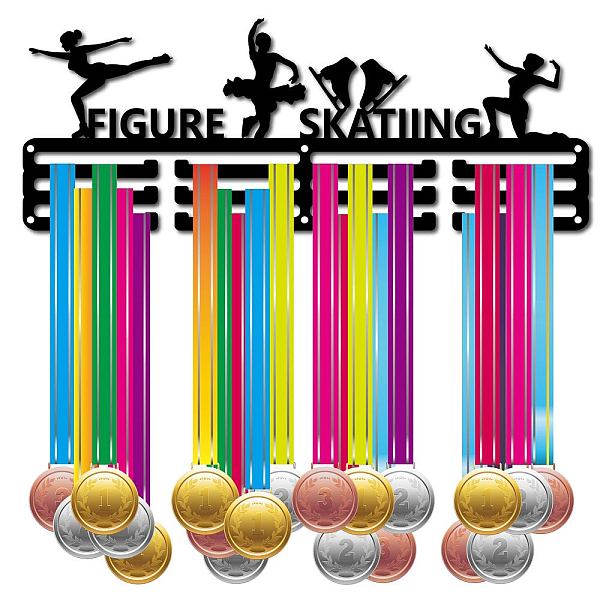 

PandaHall CREATCABIN Figure Skating Medal Holder Sport Medals Display Wall Mount Hanger Decor Stainless Steel Hanging Award for Home Badge..., Black