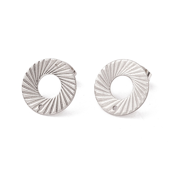 

PandaHall 201 Stainless Steel Stud Earring Findings, with Ear Nuts and 304 Stainless Steel Pins, Donut with Hole, Stainless Steel Color...