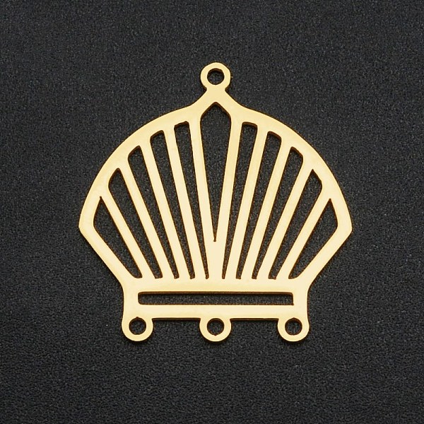 

PandaHall 201 Stainless Steel Chandelier Components Links, Laser Cut, 4 Loop Links, Scallop Shell Shape, Golden, 26x24.5x1mm, Hole: 1.6mm...