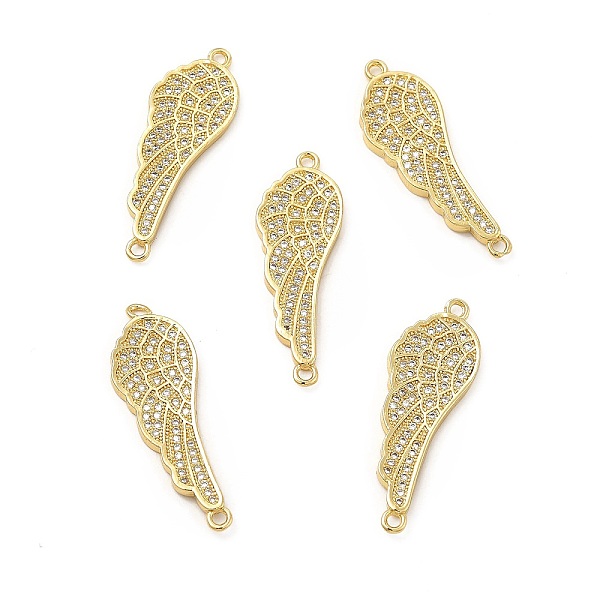 

PandaHall Brass Micro Pave Clear Cubic Zirconia Connector Charms, Wing Links, Real 18K Gold Plated, 31.5x11x2mm, Hole: 1.5mm Brass+Cubic...