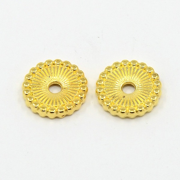 

PandaHall Tibetan Style Spacer Beads, Cadmium Free & Lead Free, Flat Round, Golden, 12x2mm, Hole: 2mm Alloy Flat Round