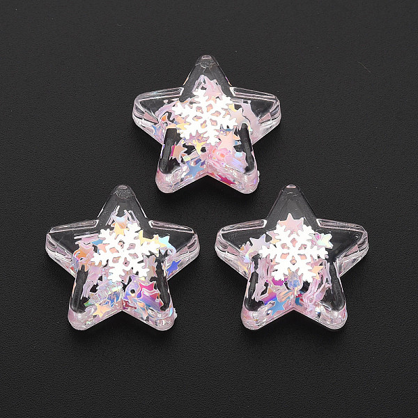 

PandaHall Translucent Acrylic Cabochons, with Paillette, Star, Pink, 24.5x24.5x8mm Acrylic Star Pink