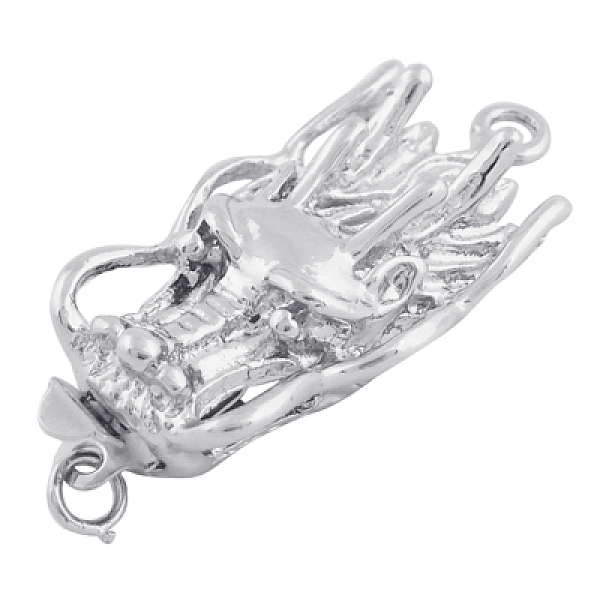 

PandaHall Box Clasps, Brass, Platinum Color, about 14mm wide, 32.5mm long, hole: 2mm Brass Dragon