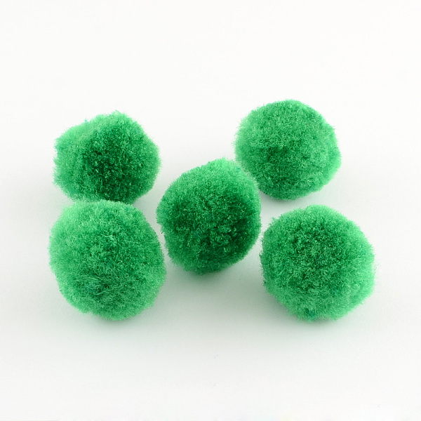 

PandaHall DIY Doll Craft Pom Pom Yarn Pom Pom Balls, Green, 30mm, about 500pcs/bag Fibre Green