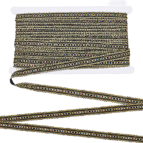 

PandaHall FINGERINSPIRE 13.5M Metallic Sewing Lace Ribbon 1/2 inch Wide Metallic Sequins Lace Ribbon Trim Black Lace Trim with Metallic Edge...