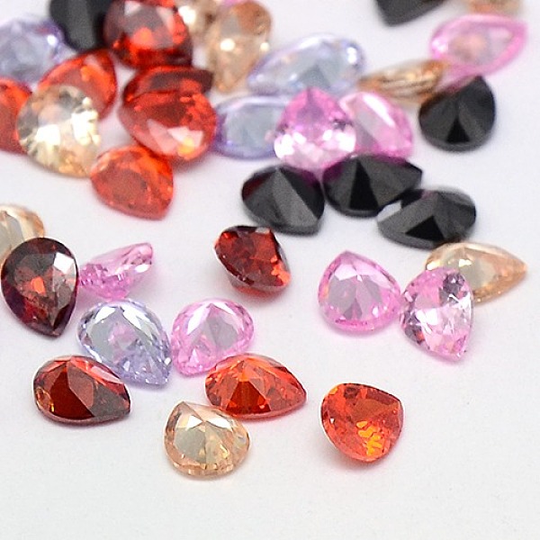 

PandaHall Cubic Zirconia Pointed Back Cabochons, Grade A, Faceted, teardrop, Mixed Color, 8x6x4mm Cubic Zirconia Teardrop Multicolor