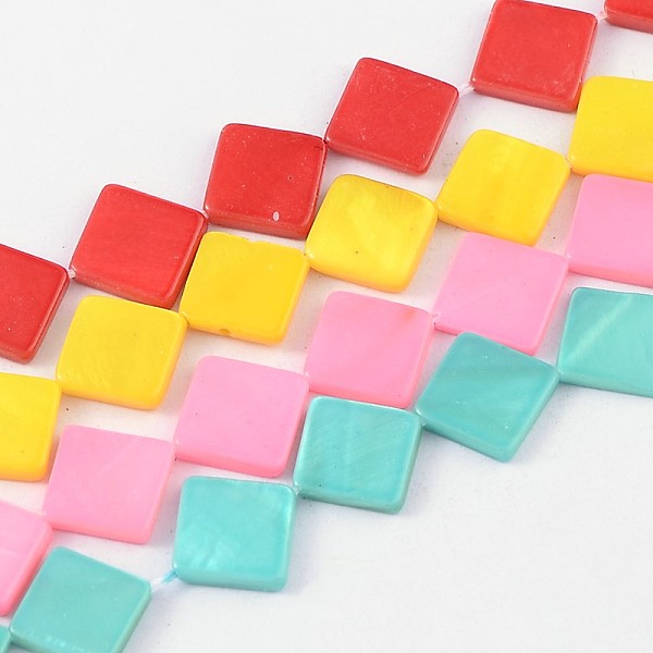 

PandaHall Natural Freshwater Shell Beads, Dyed, Rhombus, Mixed Color, 13~14x13~14x3mm, Hole: 1mm Freshwater Shell Rhombus Multicolor