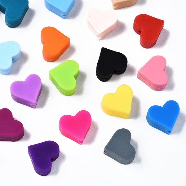 

PandaHall Food Grade Eco-Friendly Silicone Beads, Chewing Beads For Teethers, DIY Nursing Necklaces Making, Heart, Mixed Color, 13x14x8mm..., Multicolor