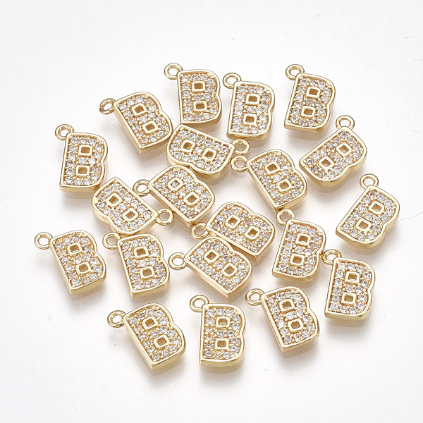 

PandaHall Brass Cubic Zirconia Charms, Letter, Clear, Real 18K Gold Plated, Letter.B, 9.5x7x1.5mm, Hole: 1mm Brass+Cubic Zirconia Letter B...