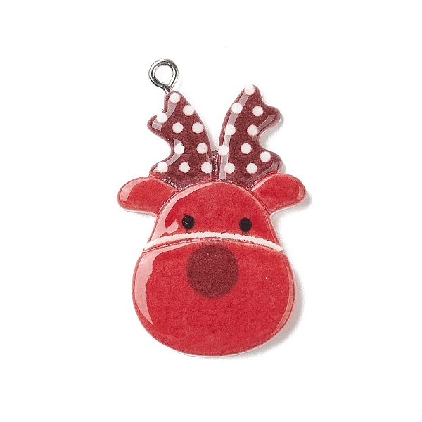 

PandaHall Christmas Theme Opaque Resin Pendants, Christmas Charms, with Platinum Tone Iron Loops, Deer, 37.5x24x3.5mm, Hole: 1.8mm...