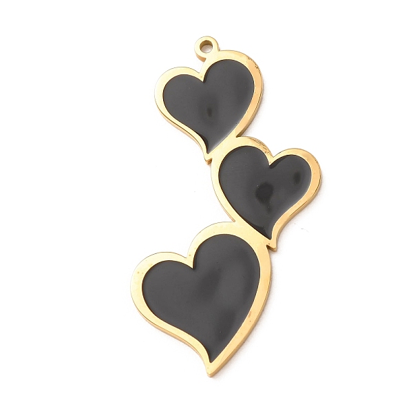 304 Stainless Steel with Black Enamel Pendants