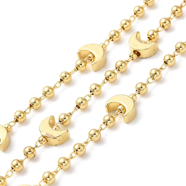 

PandaHall Brass Moon Link Chains, with Round Bead, with Spool, Cadmium Free & Lead Free, Real 18K Gold Plated, Moon: 7x4x3mm, Beads: 3x4mm...