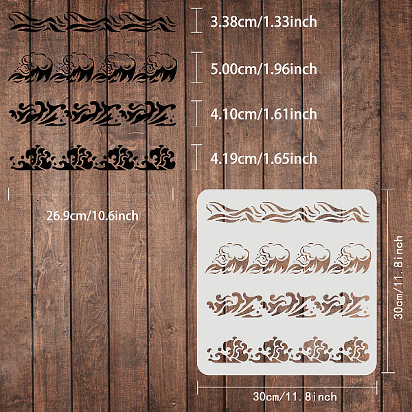 

PandaHall FINGERINSPIRE Waves Stencil 30x30cm Plastic Ocean Sea Wave Stencil Sea Waves Pattern Stencils Reusable Sea Wave Painting Template..., White