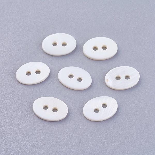 

PandaHall 2-Hole Shell Buttons, Oval, 12~12.5x8~8.5x2mm, Hole: 1.6mm Shell Oval