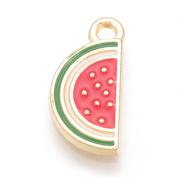 

PandaHall Alloy Enamel Pendants, Watermelon, Red, 17x8x2mm, Hole: 2mm Alloy+Enamel Fruit Red