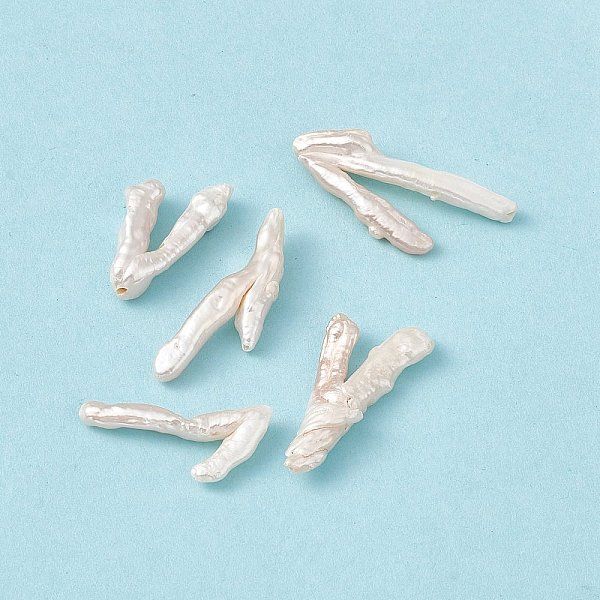 

PandaHall Baroque Natural Keshi Pearl Beads, Letter V Shape, Seashell Color, 25~35.5x10~28x4~6mm, Hole: 1mm Keshi Pearl Letter