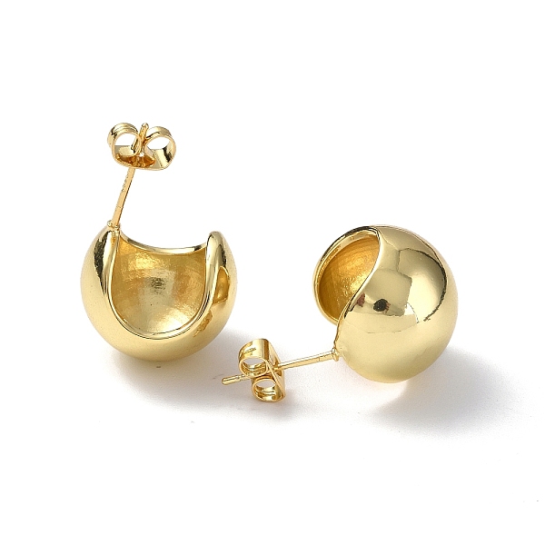 

PandaHall Brass Oval Dome Stud Earrings for Women, Real 18K Gold Plated, 16x14.5x15.5mm, Pin: 0.8mm Brass Oval