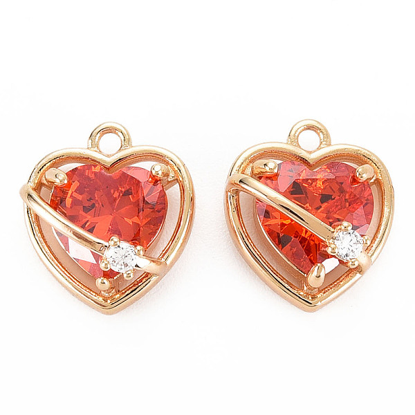 

PandaHall Brass Micro Pave Cubic Zirconia Charms, Real 18K Gold Plated, Nickel Free, Heart, Red, 13x11.5x7mm, Hole: 1.2mm Brass+Cubic...