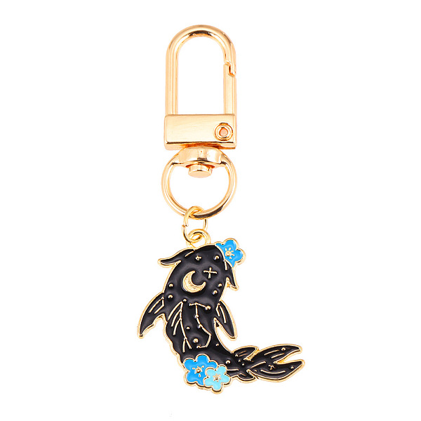 

PandaHall Punk Style Alloy Enamel Pendant Keychain, for Bag Car Pendant, Golden, Fish, 6~7cm Alloy Fish