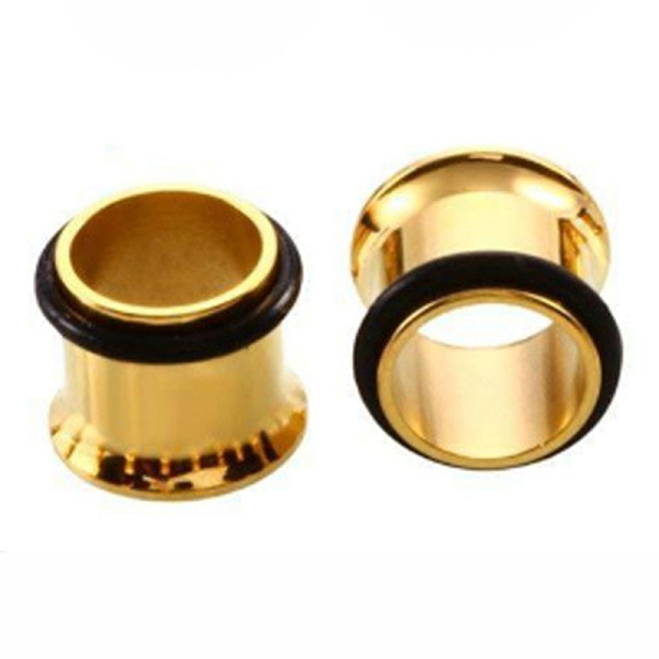 

PandaHall 316 Surgical Stainless Steel Screw Ear Gauges Flesh Tunnels Plugs, Golden, 1/4 inch(6mm) 316 Surgical Stainless Steel