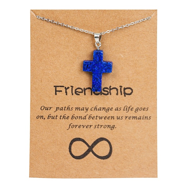 

PandaHall Synthetic Lapis Lazuli Cross Pendant Necklace with Stainless Steel Cable Chains, 17.72 inch(45cm) Lapis Lazuli Cross