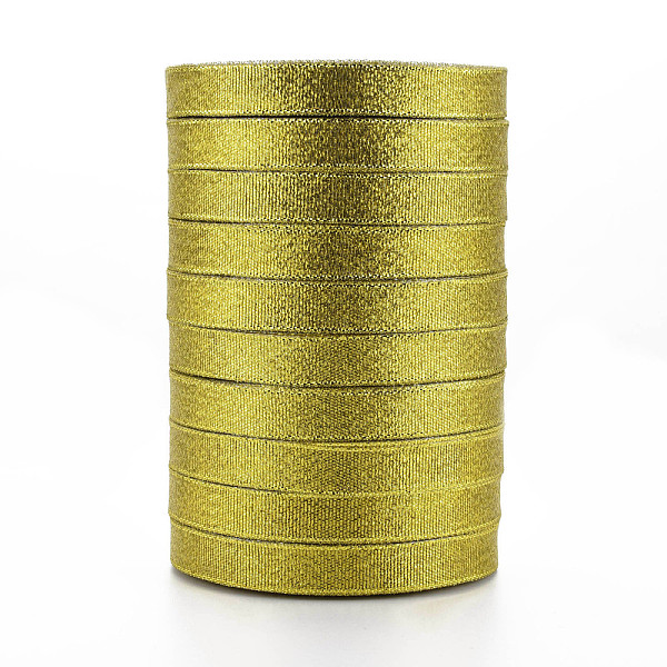 

PandaHall Glitter Metallic Ribbon, Sparkle Ribbon, Olive, 1/2 inch(12~13mm), about 25yards/roll, 10rolls/group Polyester None Green