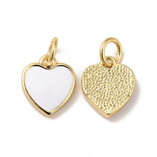 

PandaHall Rack Plating Brass Enamel Pendants, with Jump Ring, Cadmium Free & Nickel Free & Lead Free, Real 18K Gold Plated, Heart, White...