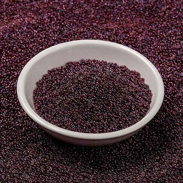 

PandaHall MIYUKI Round Rocailles Beads, Japanese Seed Beads, (RR313) Cranberry Gold Luster, 15/0, 1.5mm, Hole: 0.7mm, about 5555pcs/bottle..., Purple