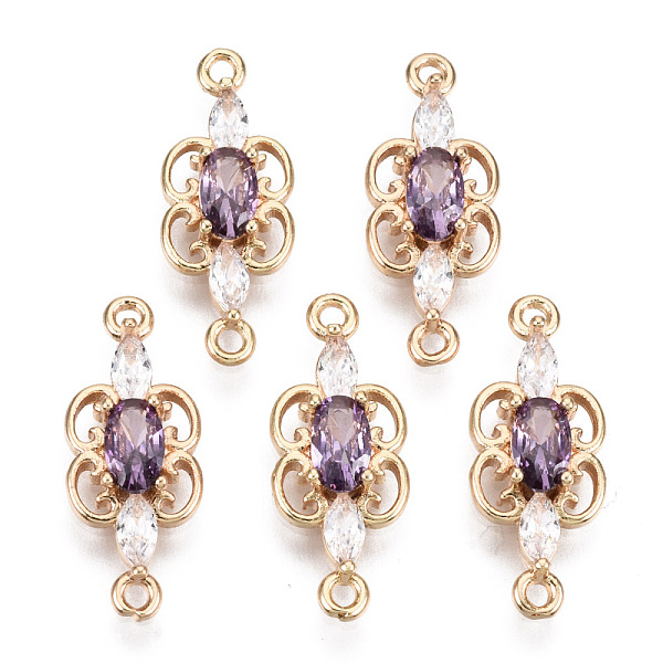 

PandaHall Brass Micro Pave Cubic Zirconia Links Connectors, with Glass, Long-Lasting Plated, Light Gold, Butterfly, Violet, 17.5x7x3mm, Hole..., Purple