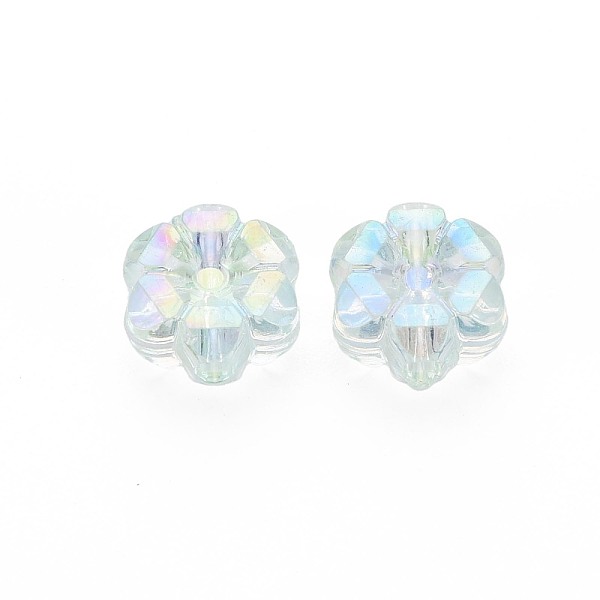 

PandaHall Transparent Acrylic Beads, AB Color Plated, Flower, Honeydew, 10x5mm, Hole: 1.8mm, about 1650pcs/500g Acrylic Flower Green