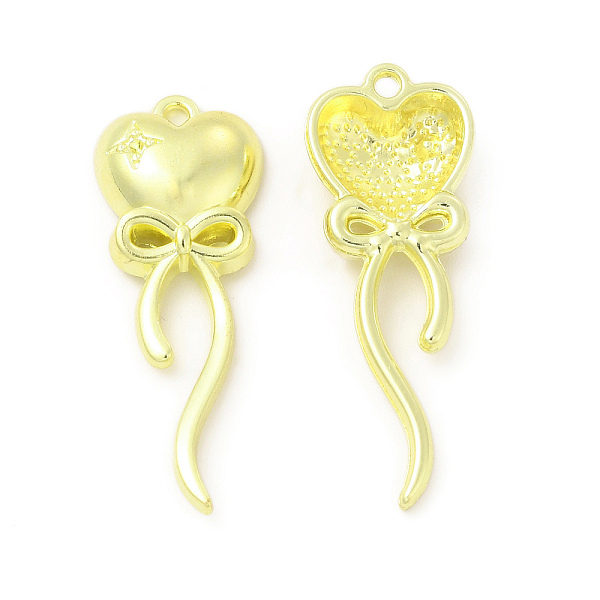 

PandaHall Rack Plating Alloy Pendants, Cadmium Free & Nickel Free & Lead Free, Heart with Bowknot Charms, Light Gold, 30x11x4mm, Hole: 1.4mm...