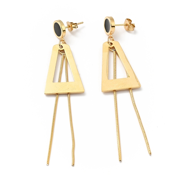 

PandaHall Enamel Triangle with Long Tassel Dangle Stud Earrings with 316 Stainless Steel Pins, Vacuum Plating 304 Stainless Steel Jewelry..., Black