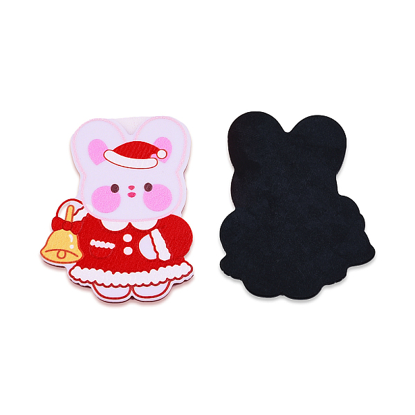 

PandaHall Printed Embossed Opaque Acrylic Cabochons, Christmas Style, Rabbit, Red, 43.5x35.5x2mm Acrylic Rabbit Red
