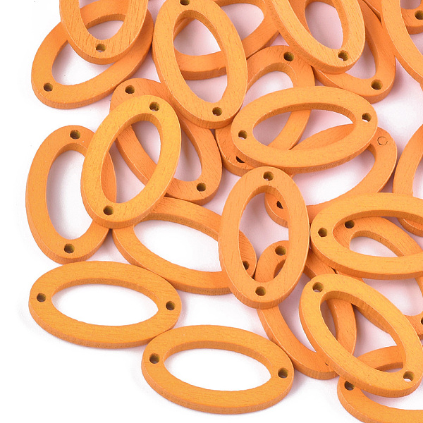

PandaHall Painted Poplar Wood Links, Oval, Orange, 24.5x15x3mm, Hole: 1.4mm Wood Oval Orange