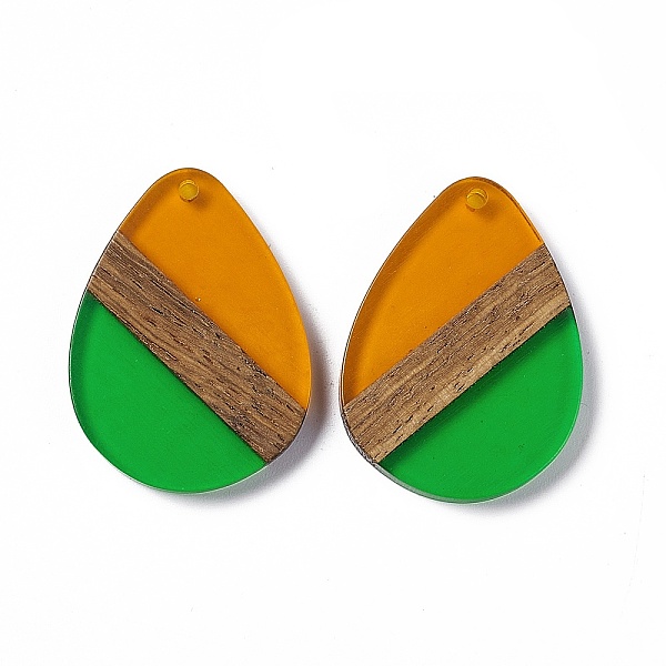 

PandaHall Transparent Resin & Walnut Wood Pendants, Water Drop Charms, Lime Green, 35.5x26x3.5mm, Hole: 2mm Resin+Wood Teardrop