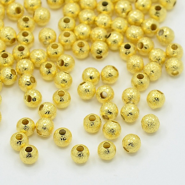 

PandaHall 4mm Golden Color Brass Round Spacer Textured Beads, hole: 1mm Brass Round