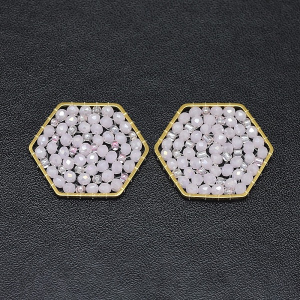 

PandaHall Handmade Woven Pendants, with Glass and Brass Findings, Cadmium Free & Nickel Free & Lead Free, Long-Lasting Plated, Hexagon..., Purple
