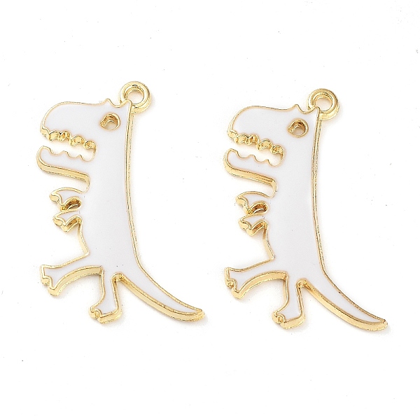 

PandaHall Rack Plating Alloy Enamel Pendants, Golden, Dinosaur Charm, White, 29.5x22x2mm, Hole: 2mm Alloy+Enamel Dinosaur White